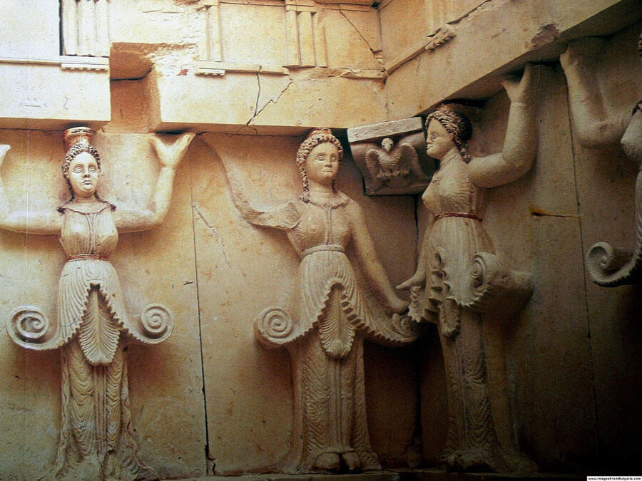 Credit: Nenko Lazarov / Source: imagesfrombulgaria Reproduction of the Caryatids in the Thracian Tomb of Sveshtari, National Historical Museum, Sofia