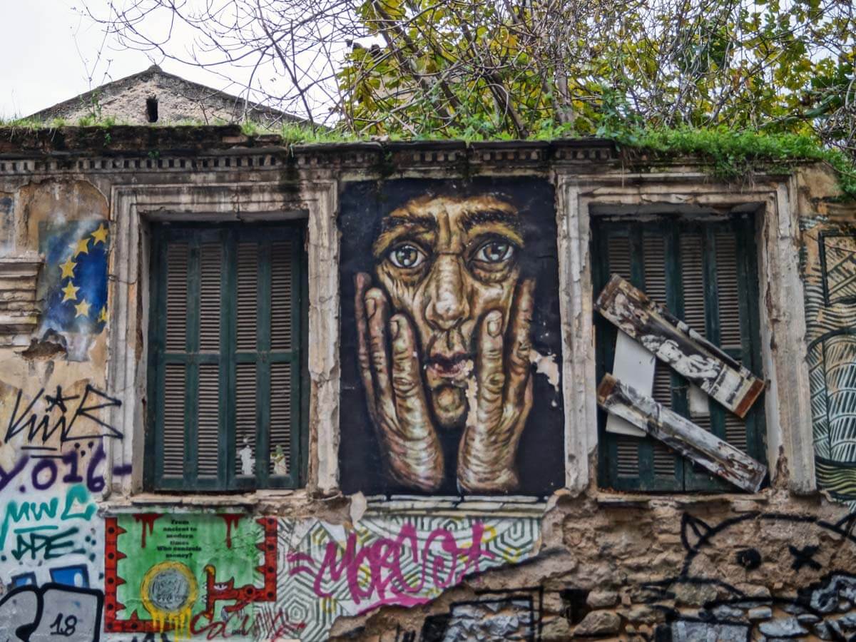 Photo credit: @Greek TravelTellers 'The eyes of Eressos street' graffiti in Exarcheia Athens