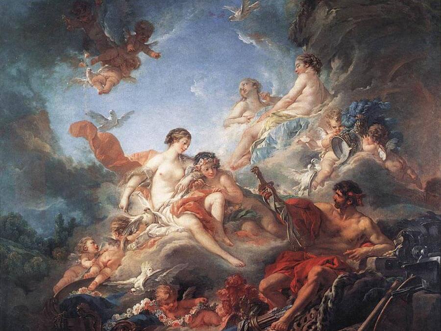 God Hephaestus presenting Aphrodite with Arms for Aeneas