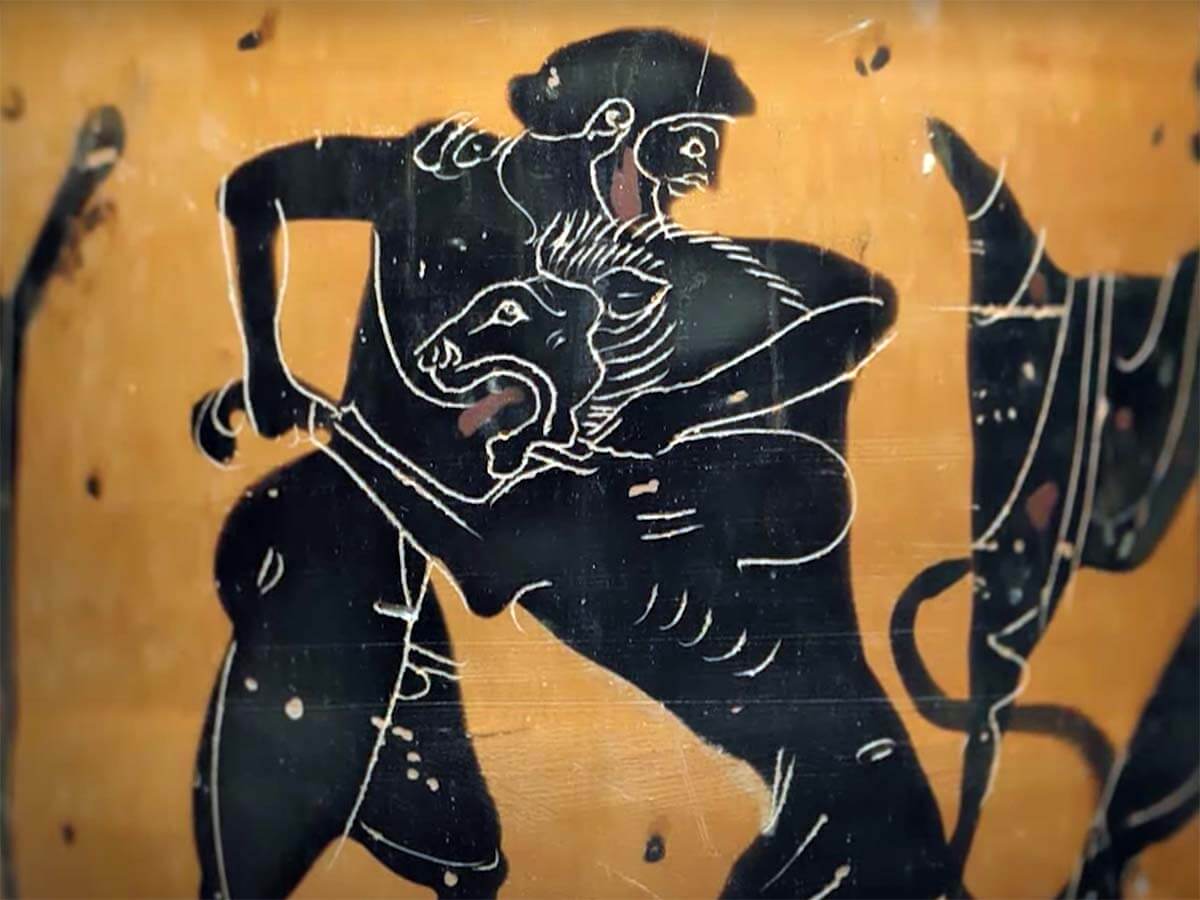 Hercules fighting the Nemean Lion for his 1st labor