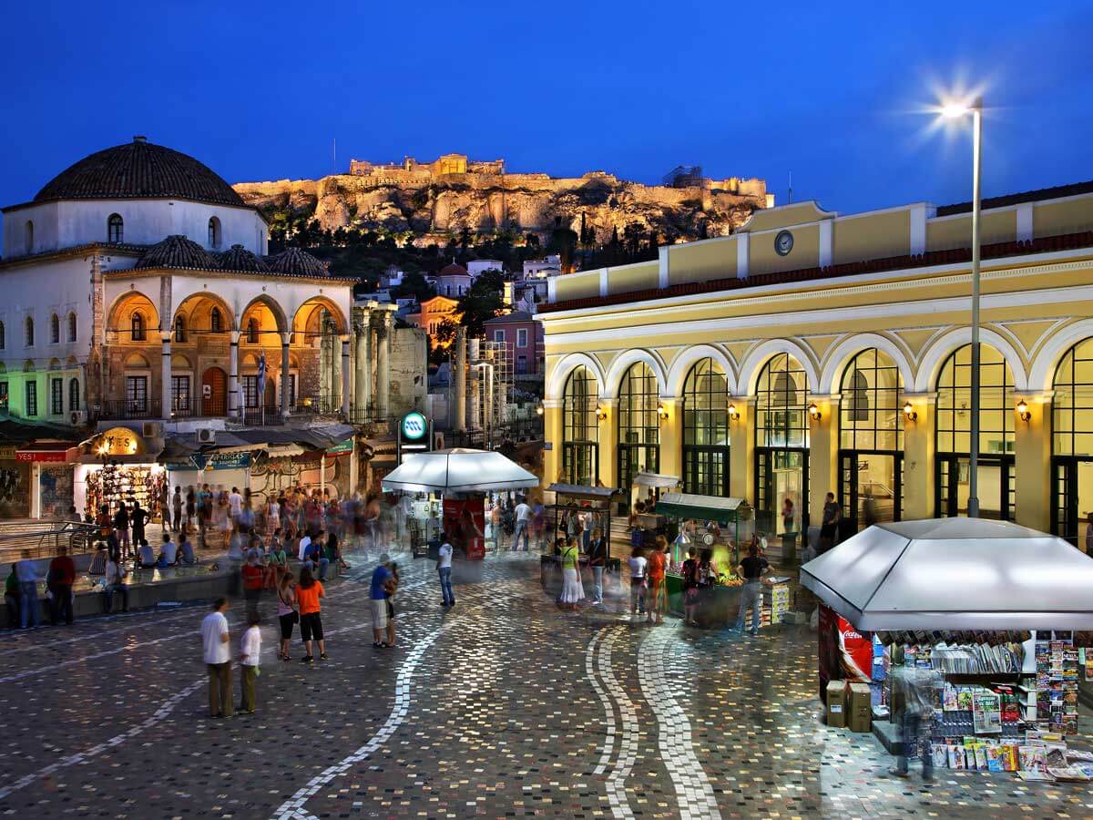 Monastiraki square at night