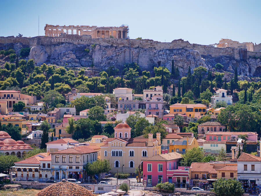 Plaka with Acropolis on the background