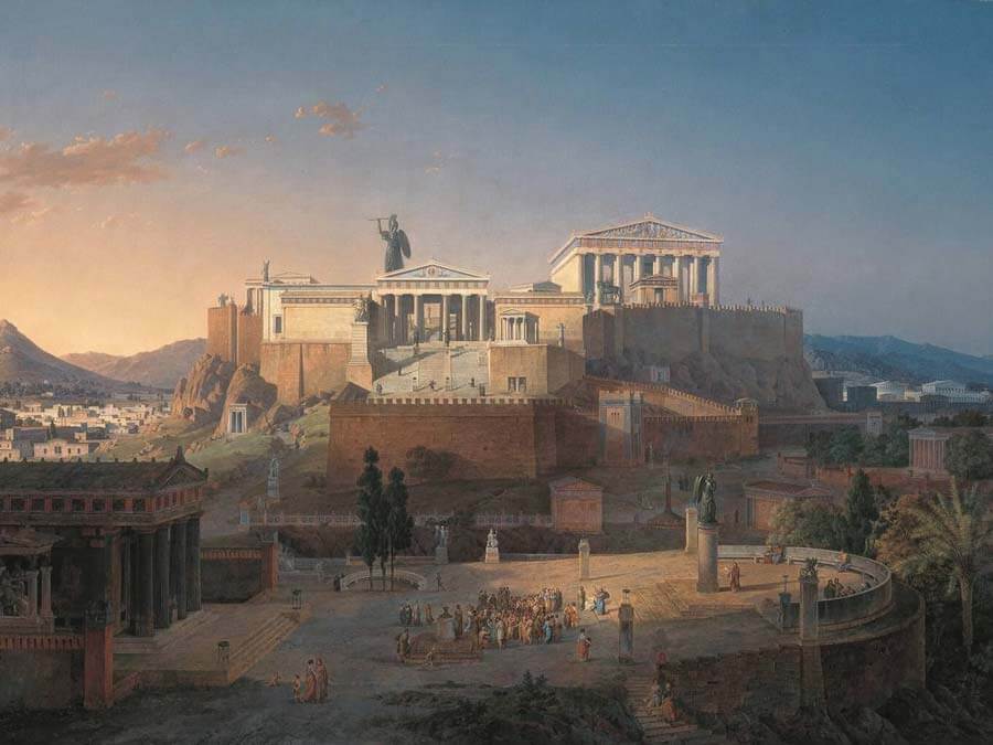 Public domain Painting of the Acropolis and the Parthenon in Athens by Leo von Klenze from 1846