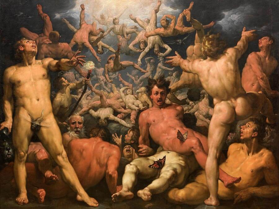 The battle between the Titans and the Olympian Gods