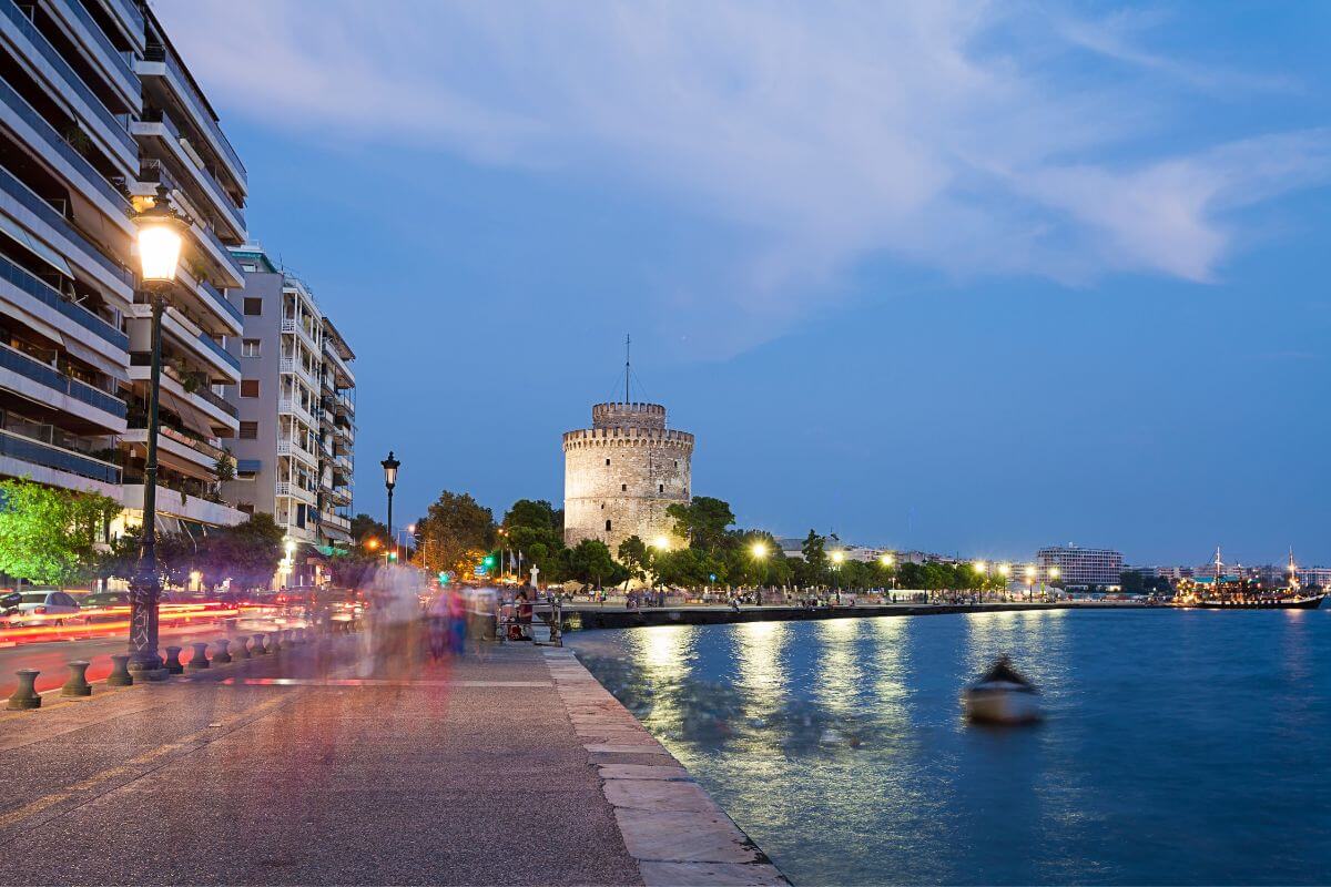 Thessaloniki at night Touring Thessaloniki Greece in winter